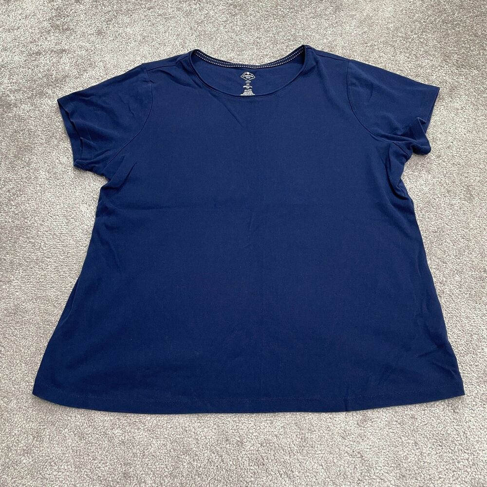 St. John's Bay Basic T-Shirt Womens 2X Blue Round Neck Cotton Essential Tee Top